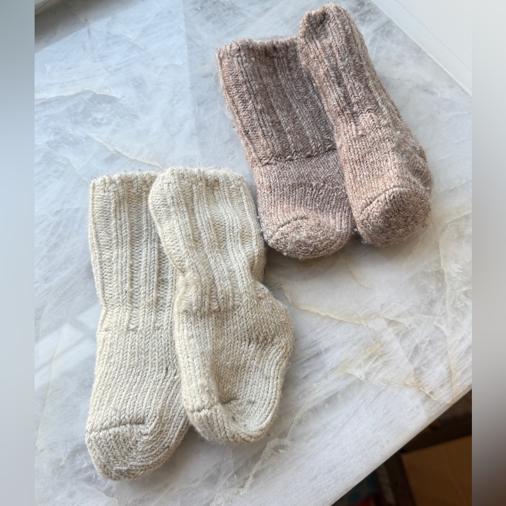 Cozy Knit baby Socks - Cream and Tan